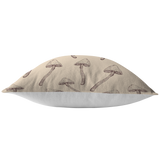 Magic Mushroom Pillow Cover | Psilocybin Mushroom Home Decor | Beige Brown Neutral Earth Tones