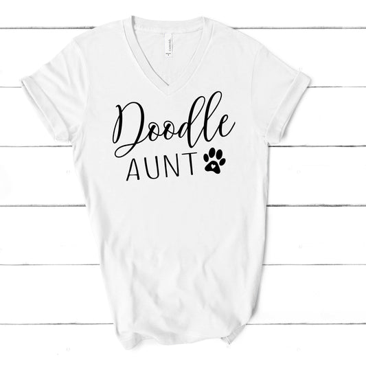 Doodle Aunt Paw Print V-Neck Shirt for Women