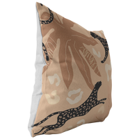 Modern Cheetah Throw Pillow | Black Brown Beige Tropcial Jungle Animal Print Earth Tone Neutral Home Decor