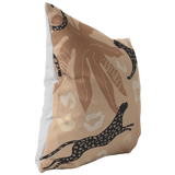 Modern Cheetah Throw Pillow | Black Brown Beige Tropcial Jungle Animal Print Earth Tone Neutral Home Decor