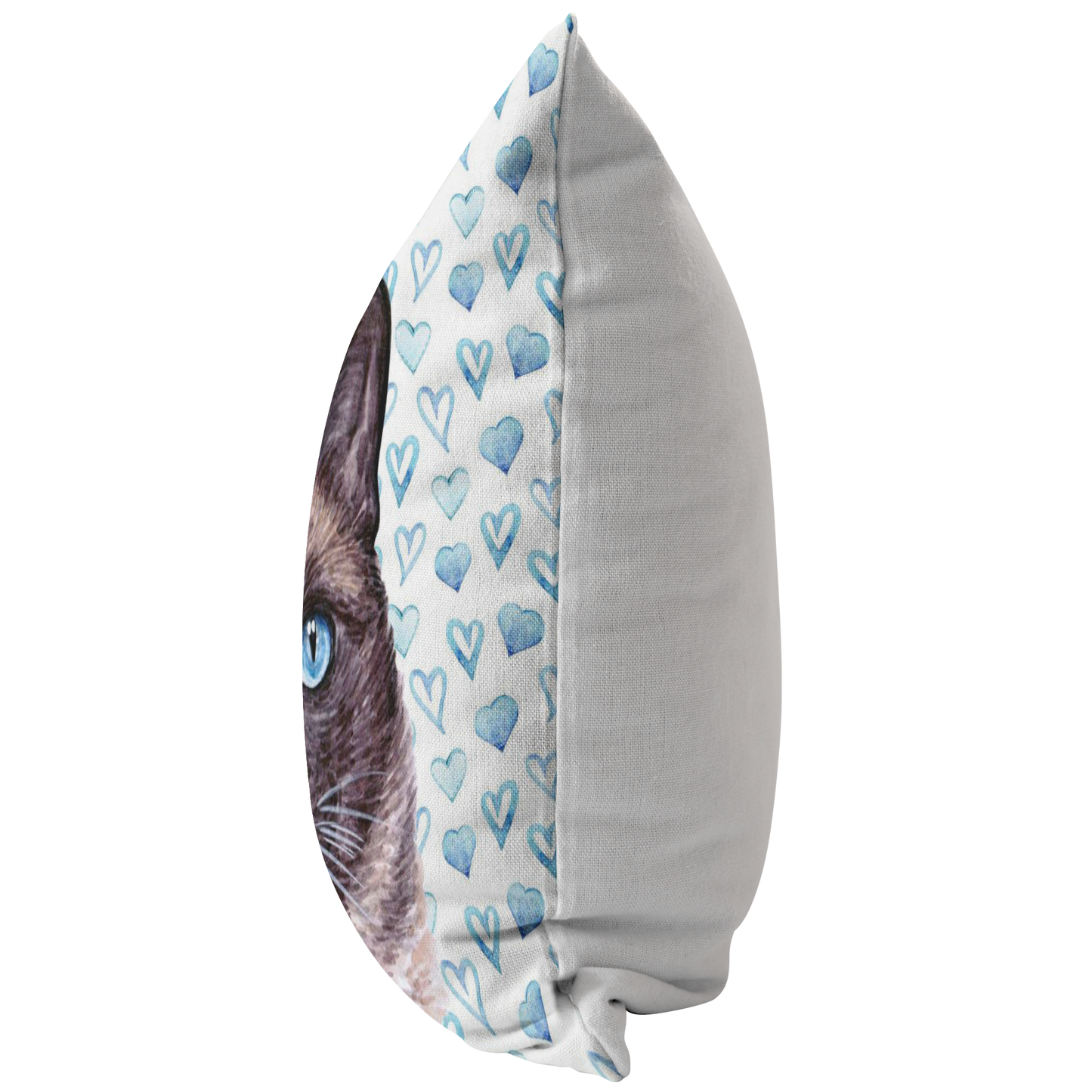 Siamese Cat Throw Pillow with Blue Hearts | Gift for Cat Lover Mothers Day Idea for Cat Mom Grandma | Siamese Cat Decor