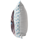 Siamese Cat Throw Pillow with Blue Hearts | Gift for Cat Lover Mothers Day Idea for Cat Mom Grandma | Siamese Cat Decor