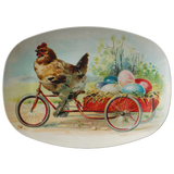 Easter Platter with Vintage Chicken and Eggs Design