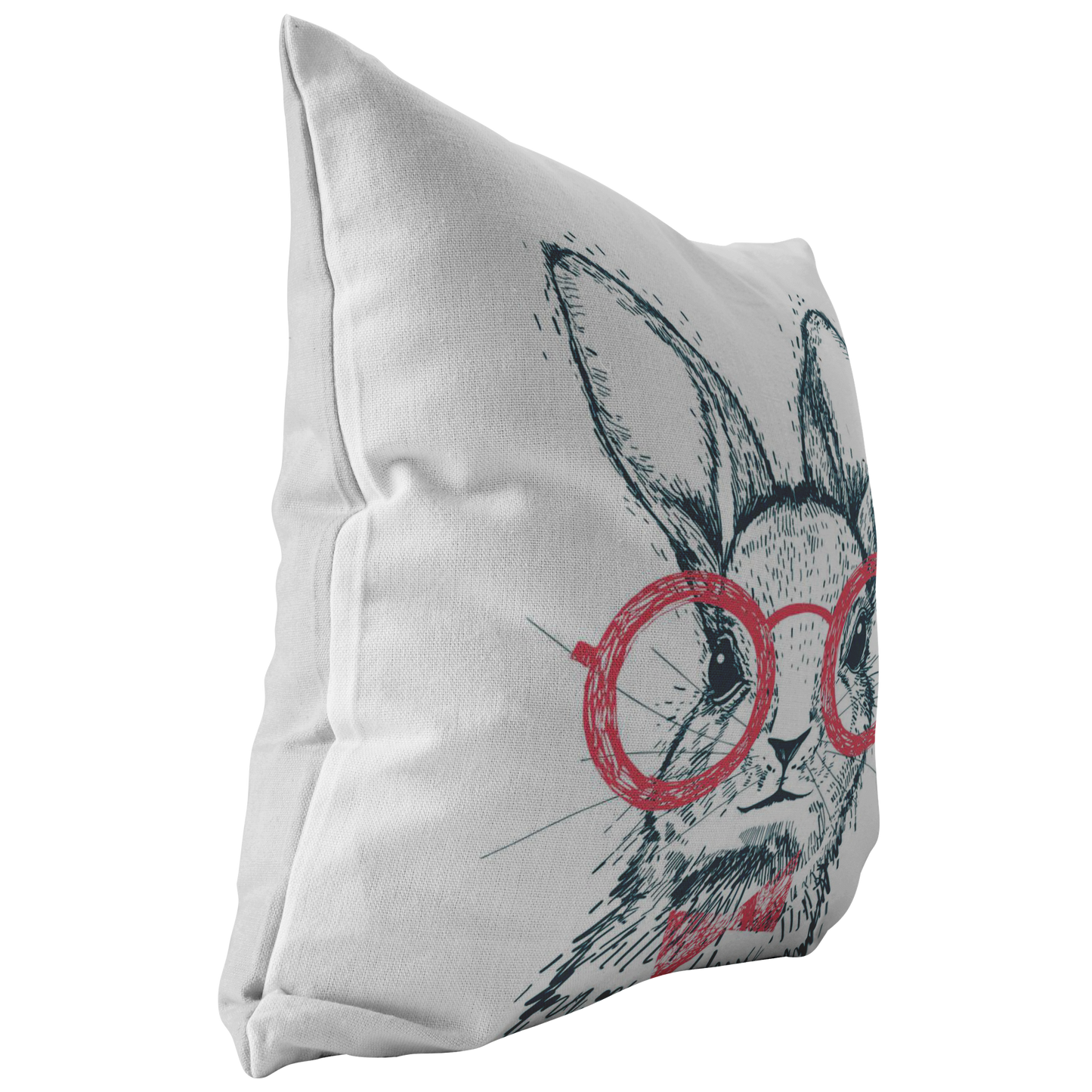 Easter Bunny with Red Glasses and Bow Tie Throw Pillow or Zip Pillow Cover | Spring Farmhouse Decor