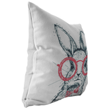 Easter Bunny with Red Glasses and Bow Tie Throw Pillow or Zip Pillow Cover | Spring Farmhouse Decor