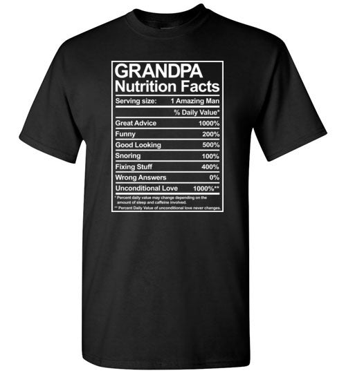 Grandpa Nutrition Facts Shirt for Men
