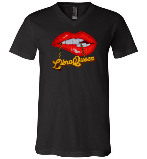 Libra Queen Lips and Chain V-Neck Shirt for Women