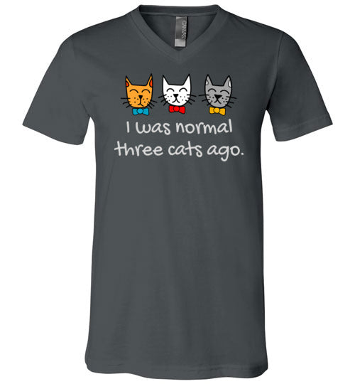 I Was Normal 3 Cats Ago V-Neck Shirt for Women
