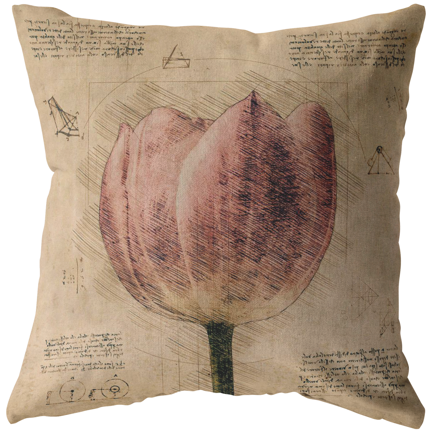 Vintage Tulip Pillow or Pillow Cover with Insert | Renaissance Art | Victorian Steampunk Style