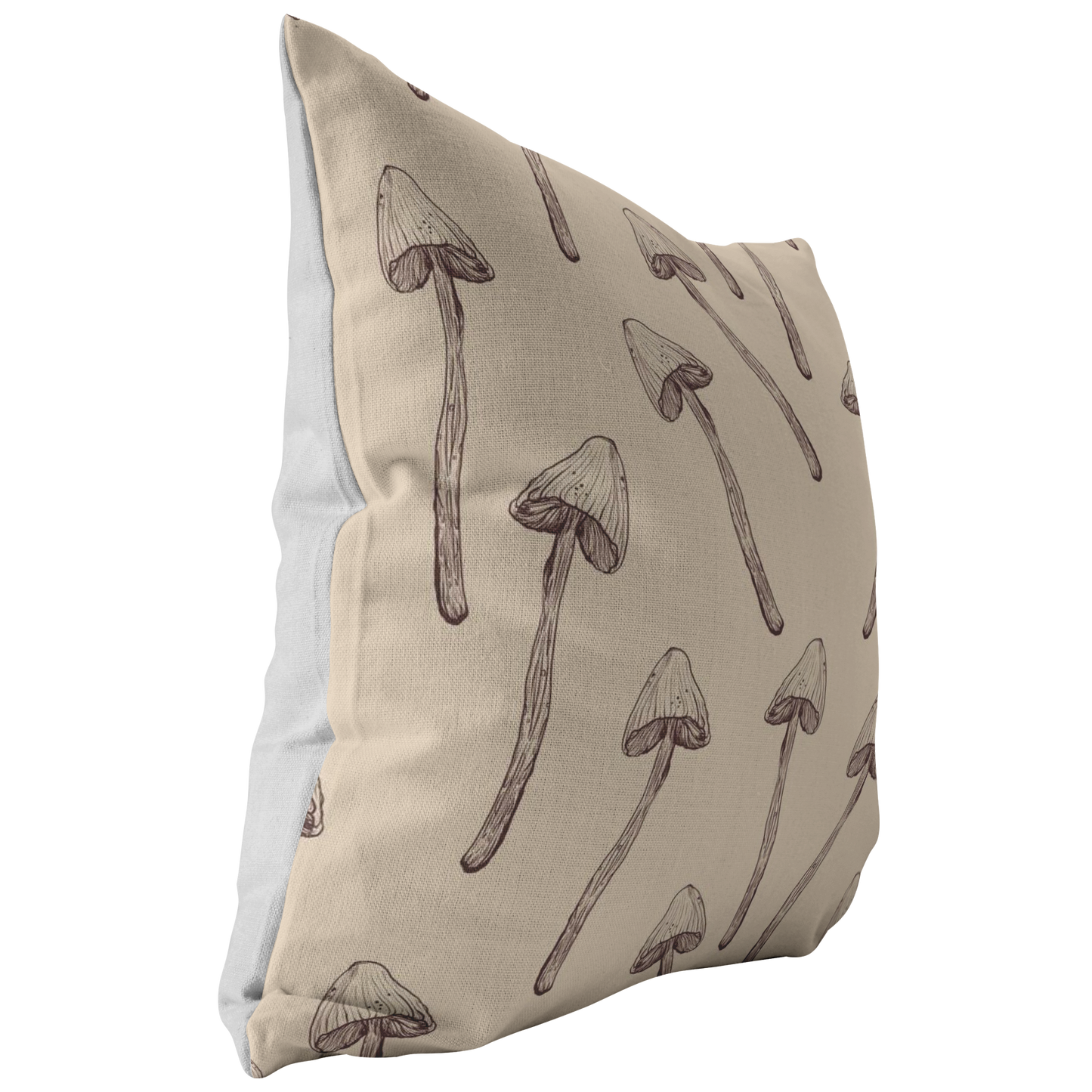 Magic Mushroom Pillow Cover | Psilocybin Mushroom Home Decor | Beige Brown Neutral Earth Tones