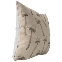 Magic Mushroom Pillow Cover | Psilocybin Mushroom Home Decor | Beige Brown Neutral Earth Tones
