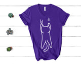 Cat Hanging from Shirt V-Neck Design for Men and Women