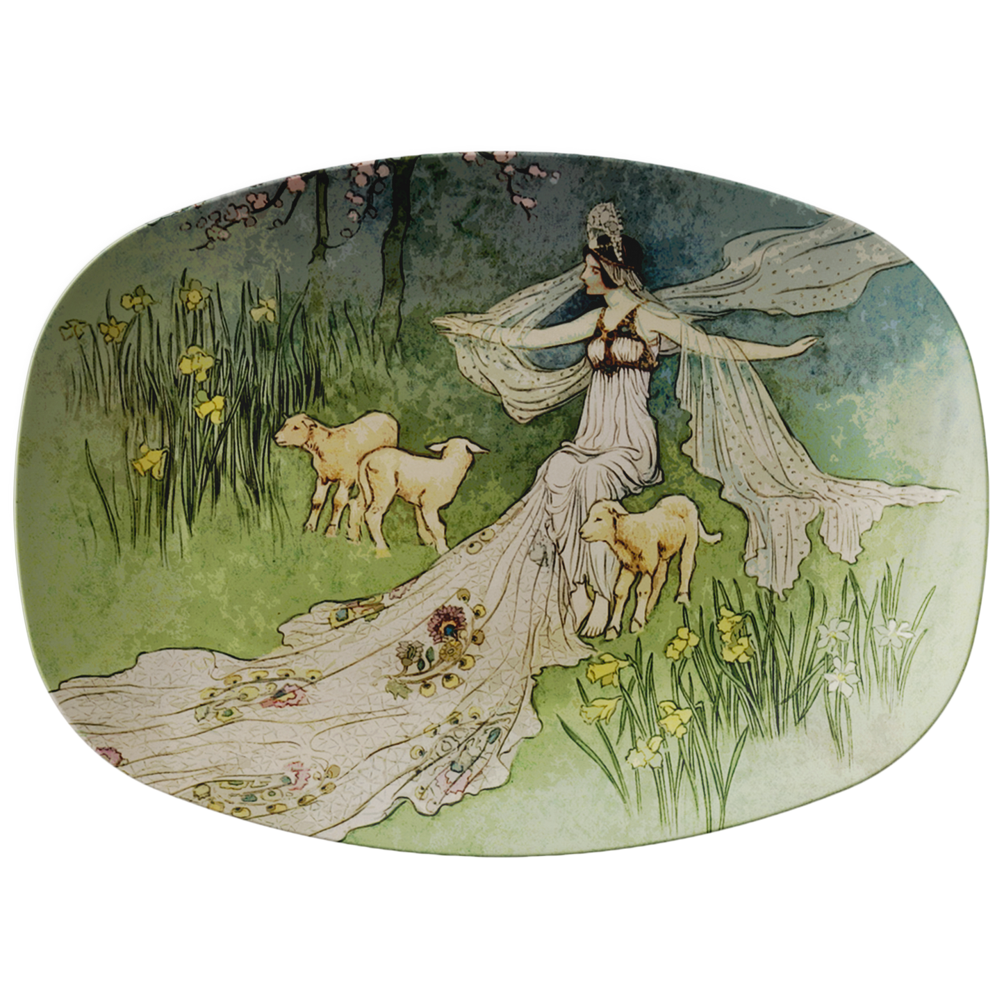 Warwick Goble Vintage Art Spring Fairy Serving Platter