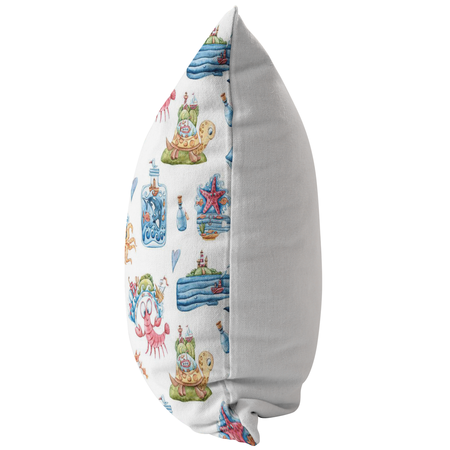 Nautical Theme Pillow or Zip Cover | Cute Whale Crab Starfish Octopus Turtle Blue Pink White Yellow Green for Nursery Bedroom