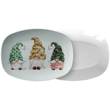 Floral Easter Gnomes Serving Platter | Mint Green Pink | Shabby Chic Appetizer Tray | Gnome Easter Decor