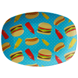 Hamburger and Hot Dog Pattern Grilling Platter | Cute BBQ Barbecue Grill Serving Tray