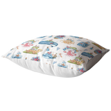 Nautical Theme Pillow or Zip Cover | Cute Whale Crab Starfish Octopus Turtle Blue Pink White Yellow Green for Nursery Bedroom