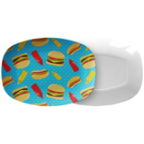 Hamburger and Hot Dog Pattern Grilling Platter | Cute BBQ Barbecue Grill Serving Tray