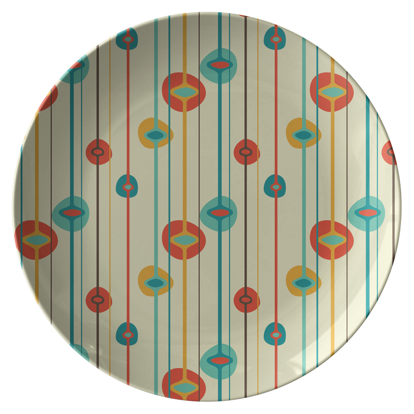 Mid Century Modern Plates | Red Blue Orange Geometric Pattern Home and Kitchen Decor