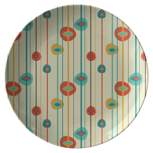 Mid Century Modern Plates | Red Blue Orange Geometric Pattern Home and Kitchen Decor
