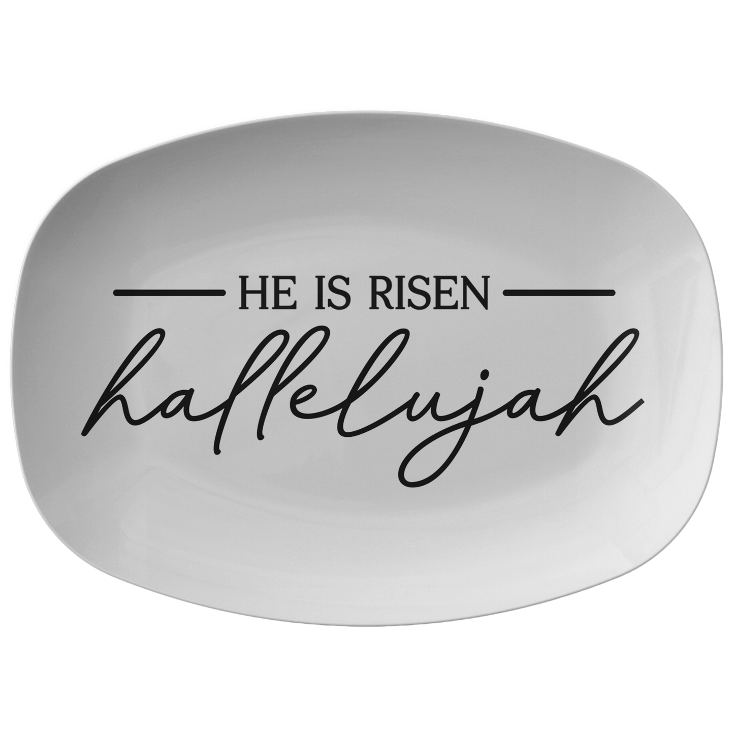 He Is Risen Hallelujah Easter Serving Platter | Religious Appetizer Tray Farmhouse Rustic Country Minimalist Decor