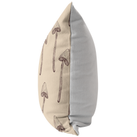 Magic Mushroom Pillow Cover | Psilocybin Mushroom Home Decor | Beige Brown Neutral Earth Tones