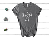 Libra AF V-Neck Horoscope Astrology Zodiac Shirt for Women