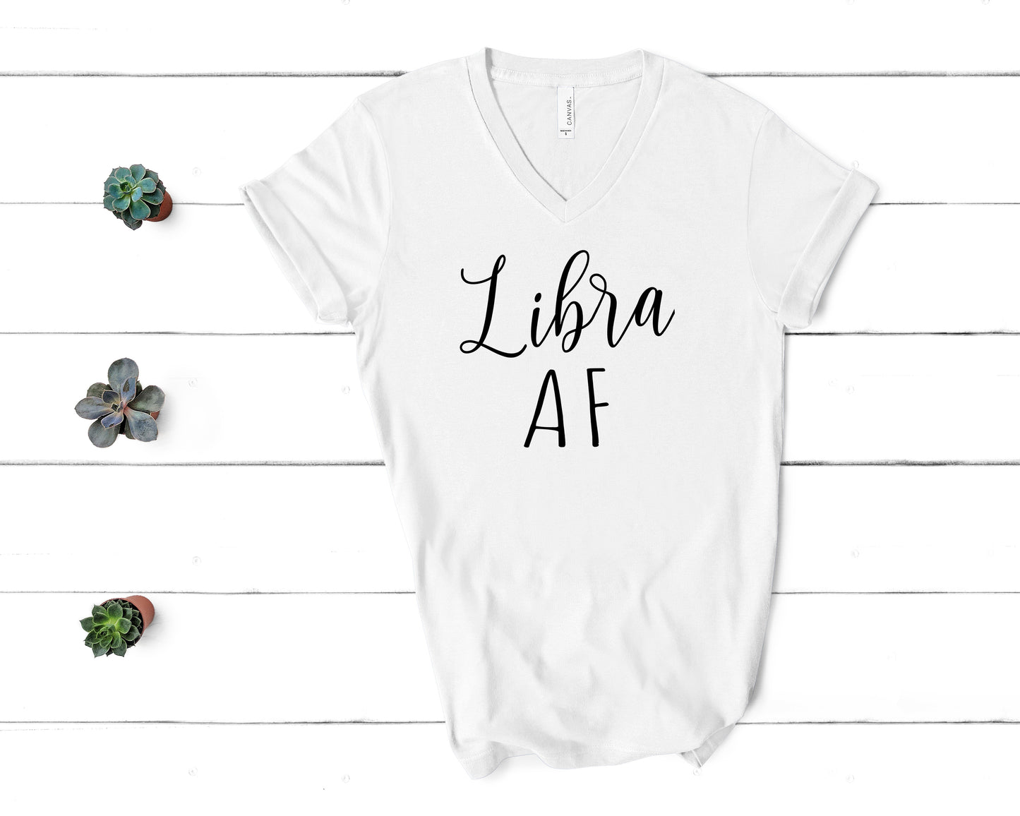 Libra AF V-Neck Horoscope Astrology Zodiac Shirt for Women