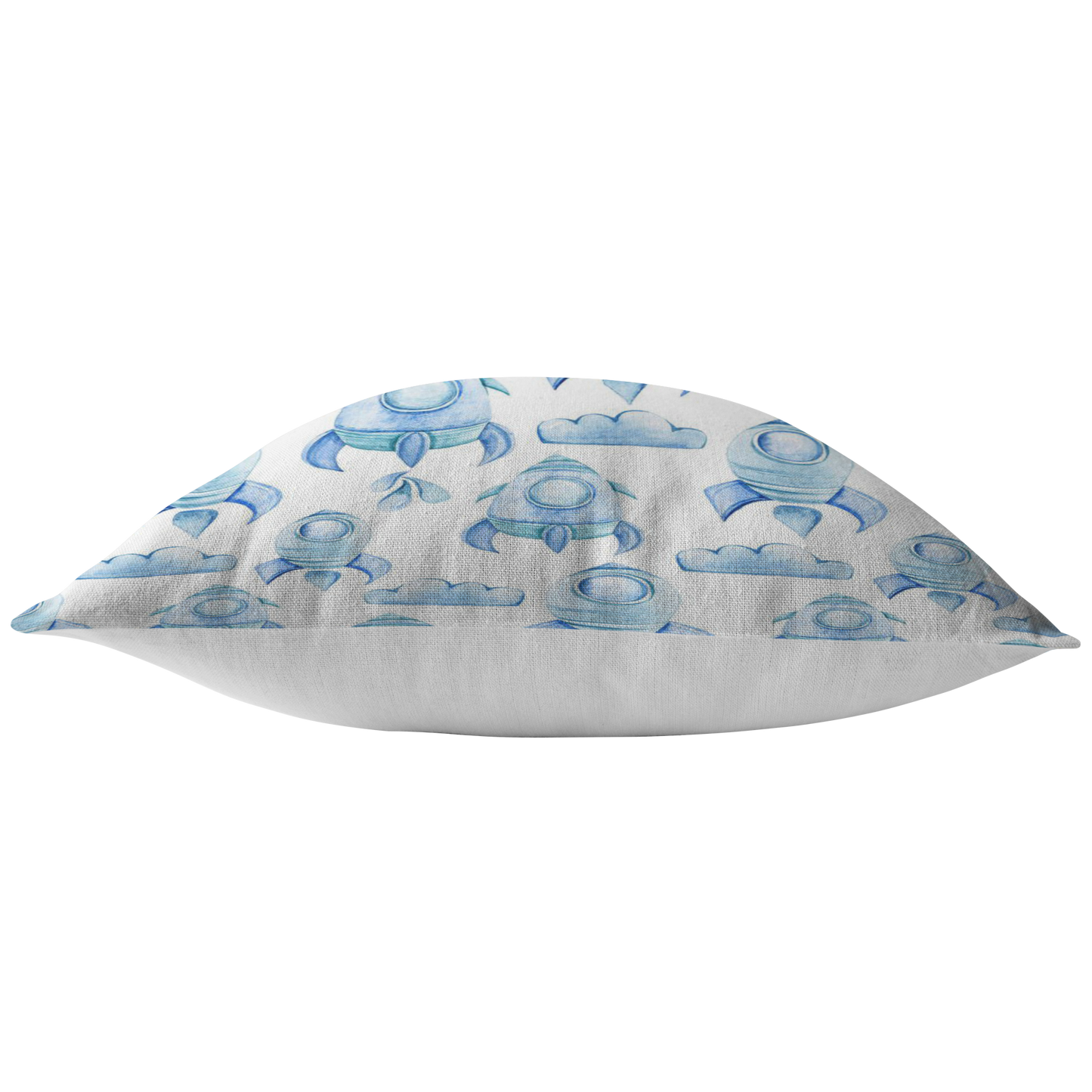 Blue Rocket Ship Pillow Cover | Baby Nursery or Kids Boys Room Decor