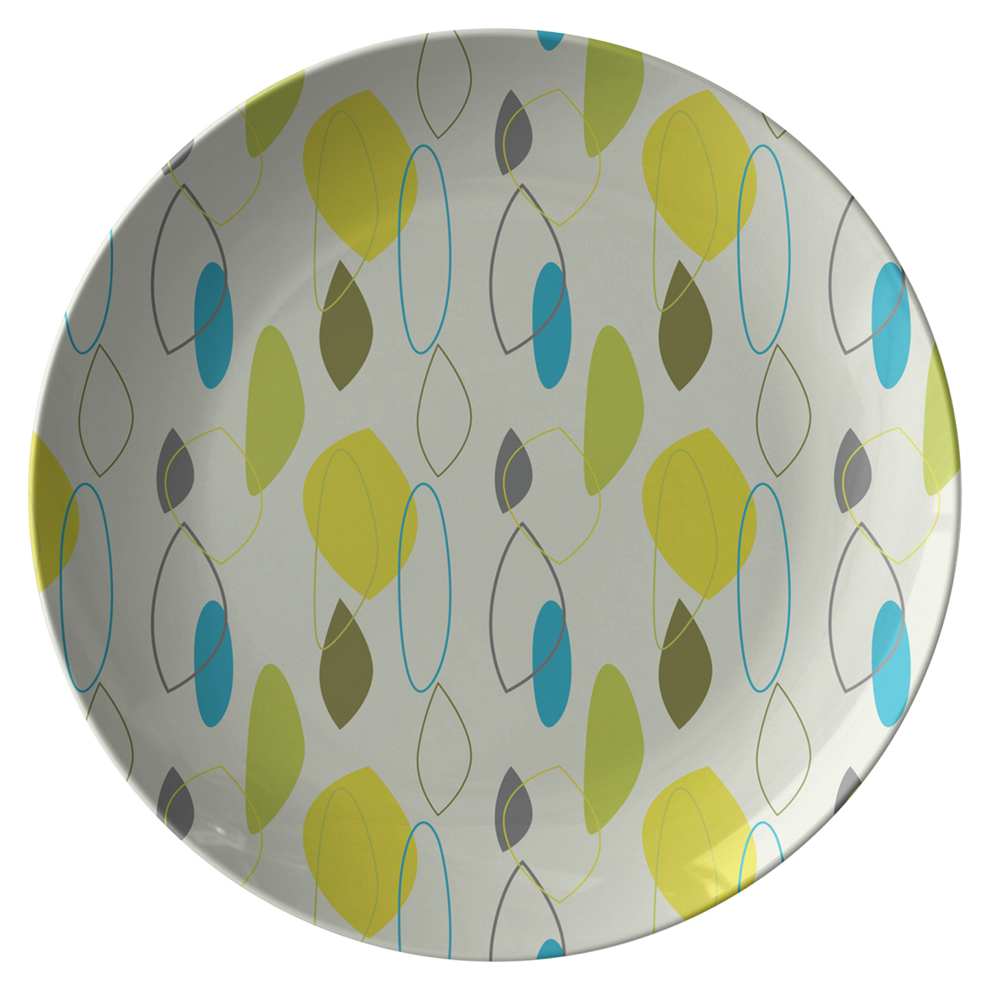 Mid Century Modern Plates | Teal Blue Green Yellow Geometric Pattern