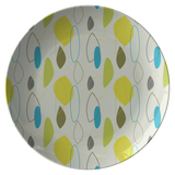 Mid Century Modern Plates | Teal Blue Green Yellow Geometric Pattern