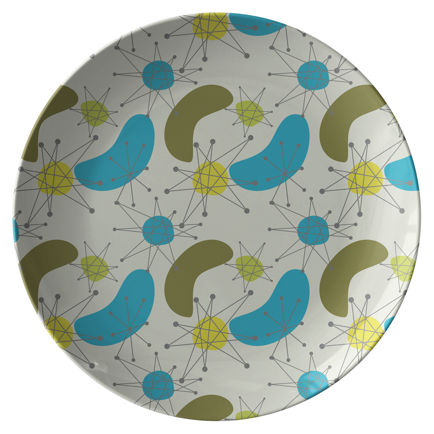 Mid Century Modern Plates | Green Yellow & Blue Home and Kitchen Decor