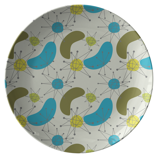 Mid Century Modern Plates | Green Yellow & Blue Home and Kitchen Decor