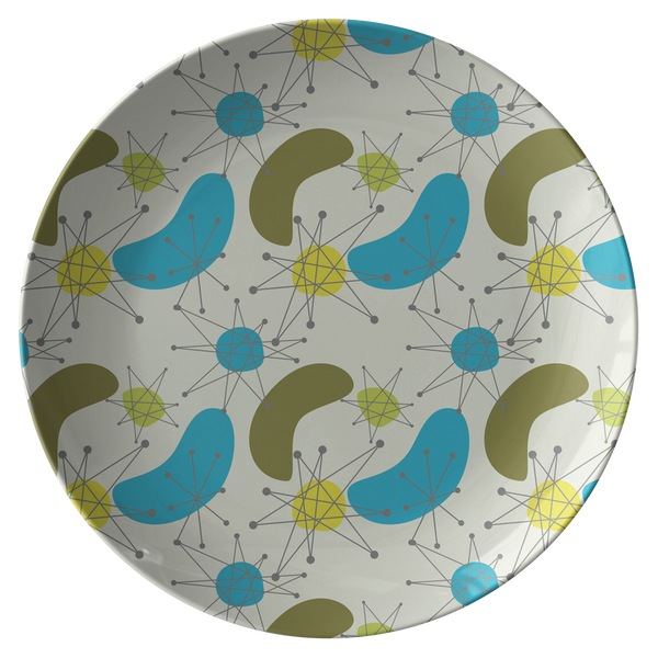 Mid Century Modern Plates | Green Yellow & Blue Home and Kitchen Decor