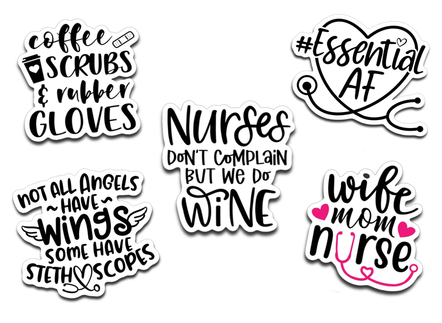 Nurse Decal Sticker Pack | Nurse Appreciation Gift | Set of 5 Cute & Funny Nursing Vinyl Decals