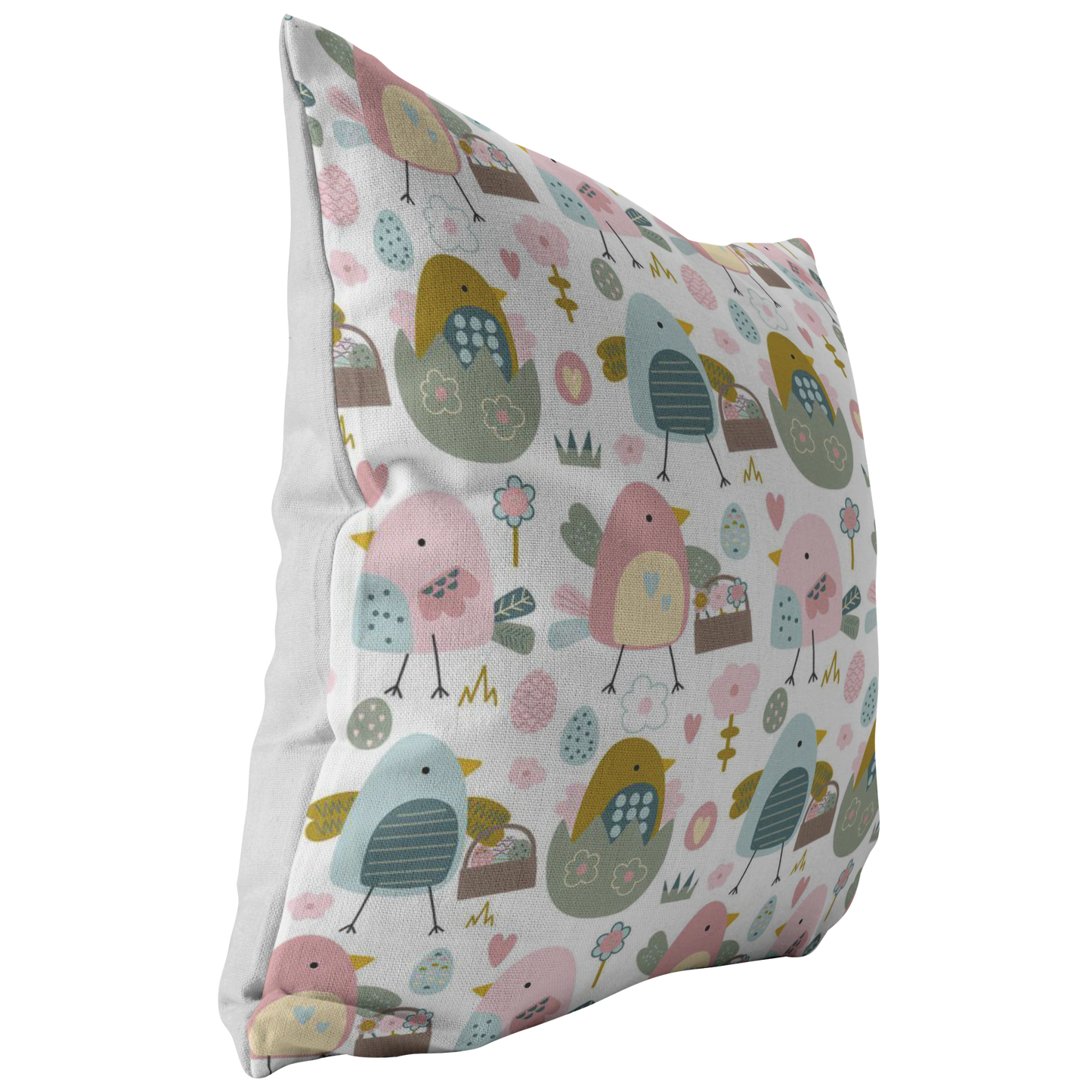Easter Chicks Throw Pillow Cover | Pastel Pink Blue Green White Pattern | Spring Home Decor