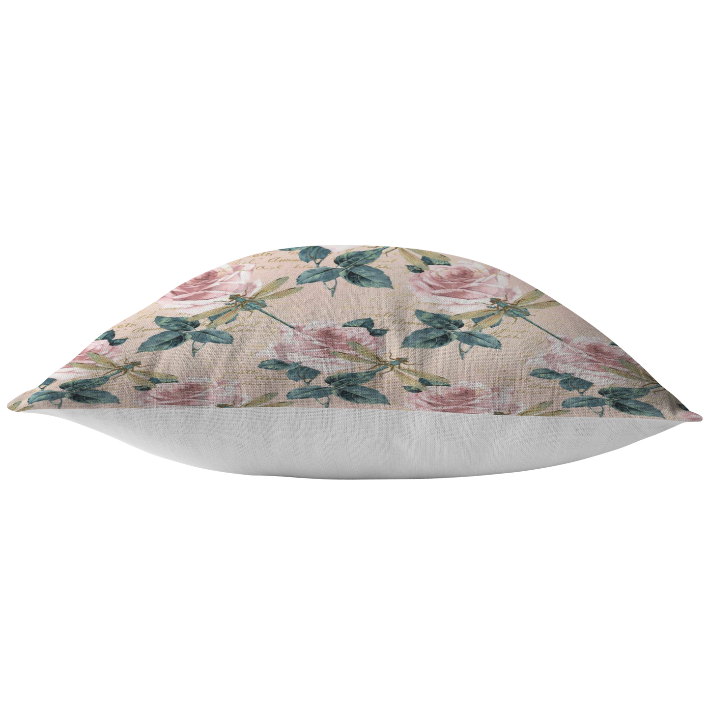 Dragonflies and Roses Pink Green Pillow or Pillow Cover | Spring Home Decor | Easter Decorations