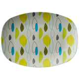 Mid Century Modern Serving Platter | Teal Blue Green Gray Yellow Serveware Tray |