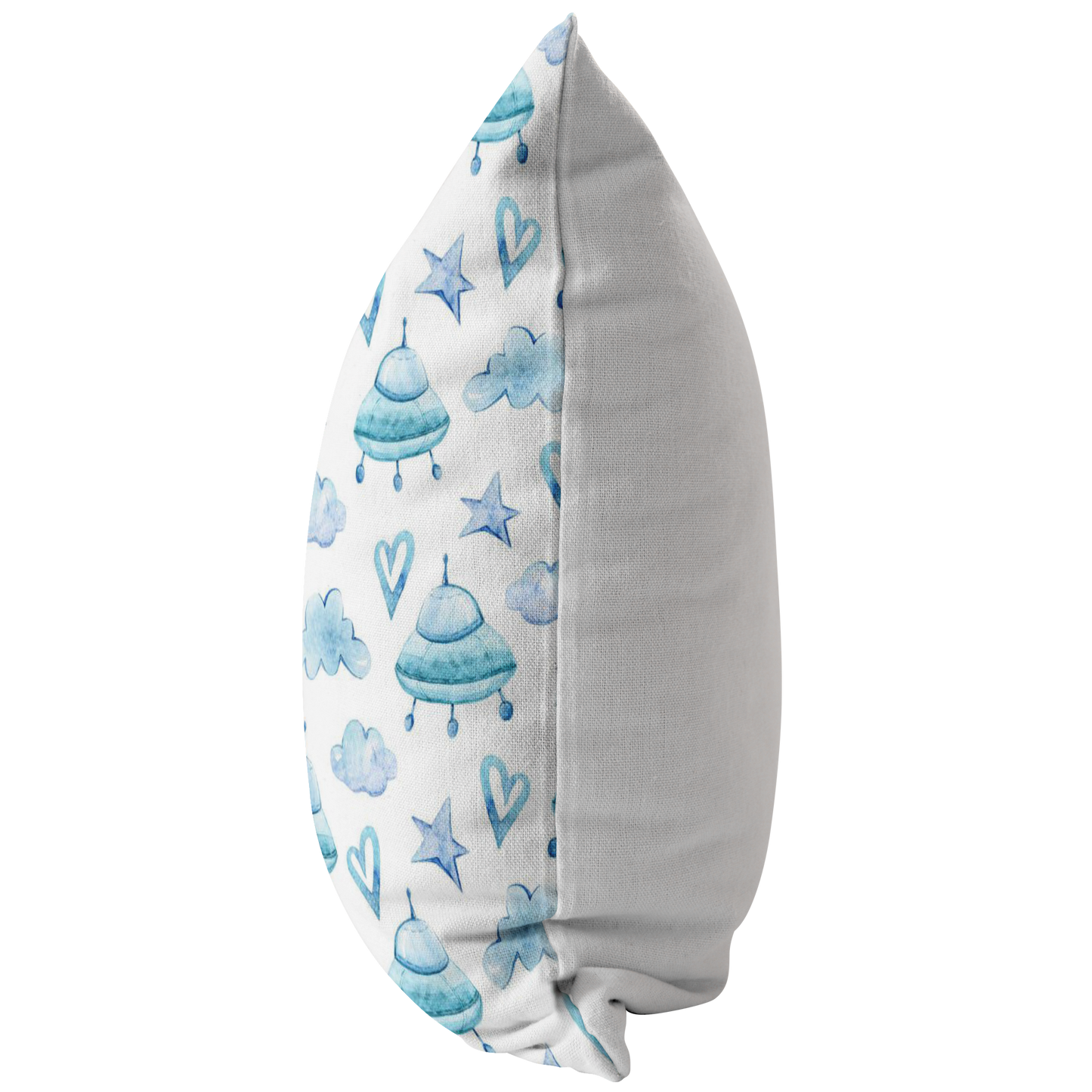 Blue and White UFO Hearts Stars & Clouds Pillow Cover for Baby Nursery Kids Teen Boy |