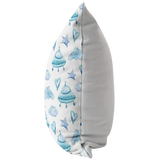 Blue and White UFO Hearts Stars & Clouds Pillow Cover for Baby Nursery Kids Teen Boy |