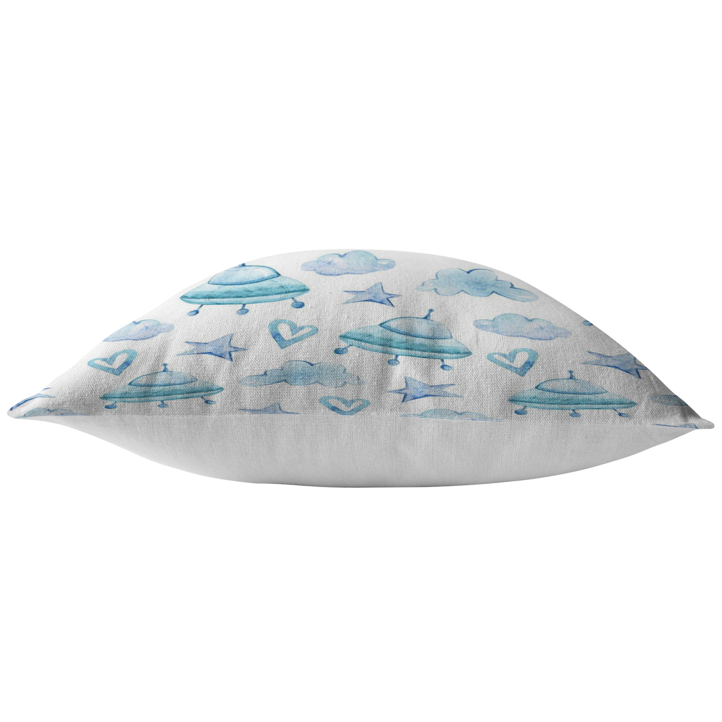 Blue and White UFO Hearts Stars & Clouds Pillow Cover for Baby Nursery Kids Teen Boy |