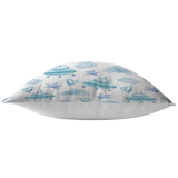 Blue and White UFO Hearts Stars & Clouds Pillow Cover for Baby Nursery Kids Teen Boy |