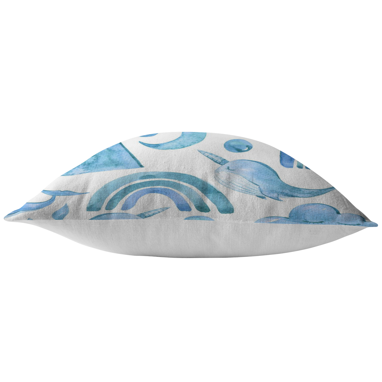 Blue Boho Dreams Pillow Cover Narwhal Bird Moon Cloud Whale Rainbow Mountain