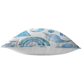 Blue Boho Dreams Pillow Cover Narwhal Bird Moon Cloud Whale Rainbow Mountain