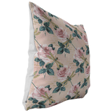 Dragonflies and Roses Pink Green Pillow or Pillow Cover | Spring Home Decor | Easter Decorations