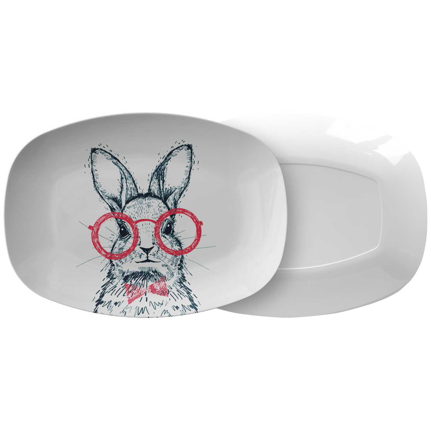 Hipster Rabbit Wearing Red Glasses Serving Platter | Easter Tray