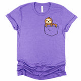Cute Sloth in a Pocket Shirt for Women and Teen Girls