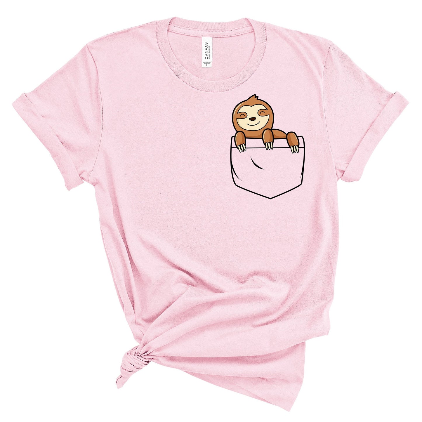 Cute Sloth in a Pocket Shirt for Women and Teen Girls