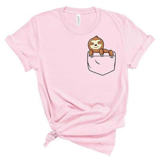 Cute Sloth in a Pocket Shirt for Women and Teen Girls