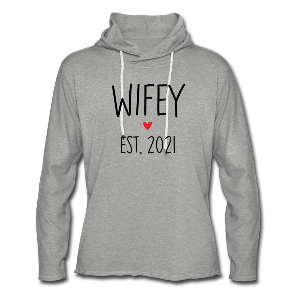 Wifey Est 2021 Lightweight Terry Hoodie - heather gray